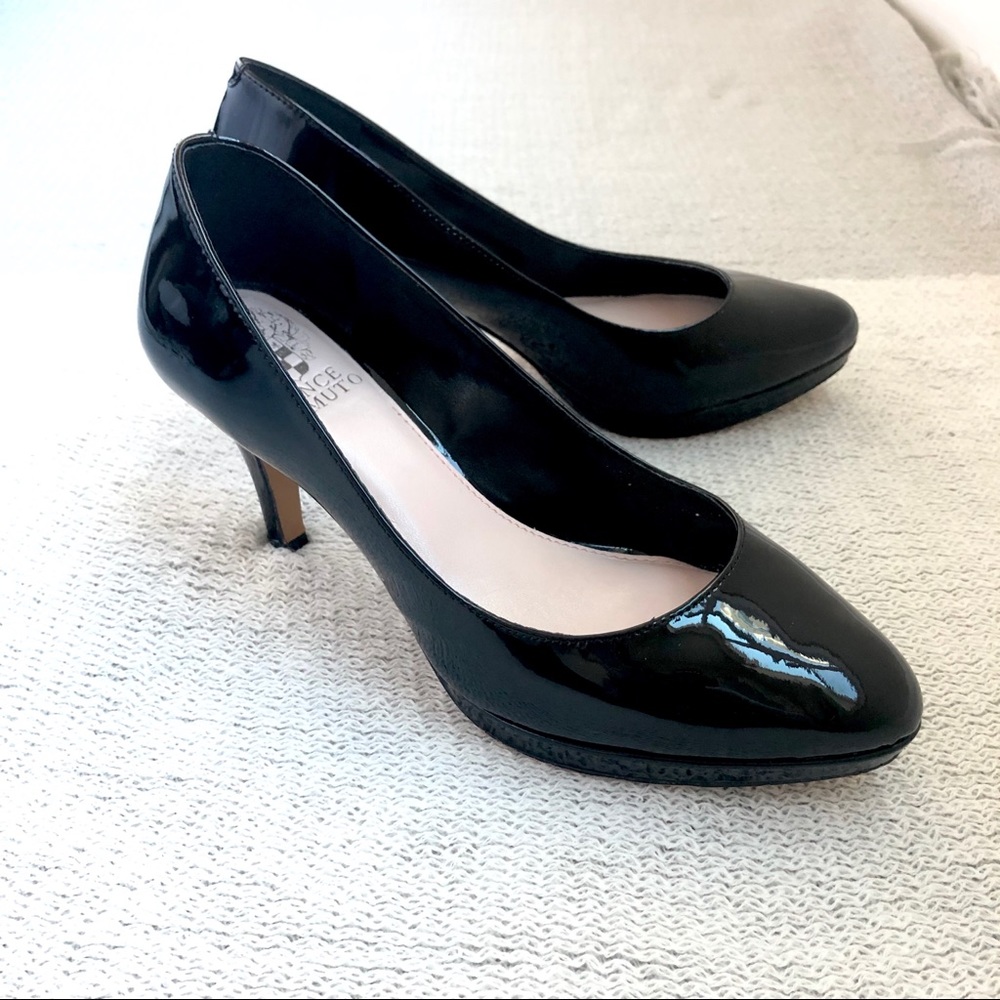 Vince Camuto Black Patent Leather Platform Pumps